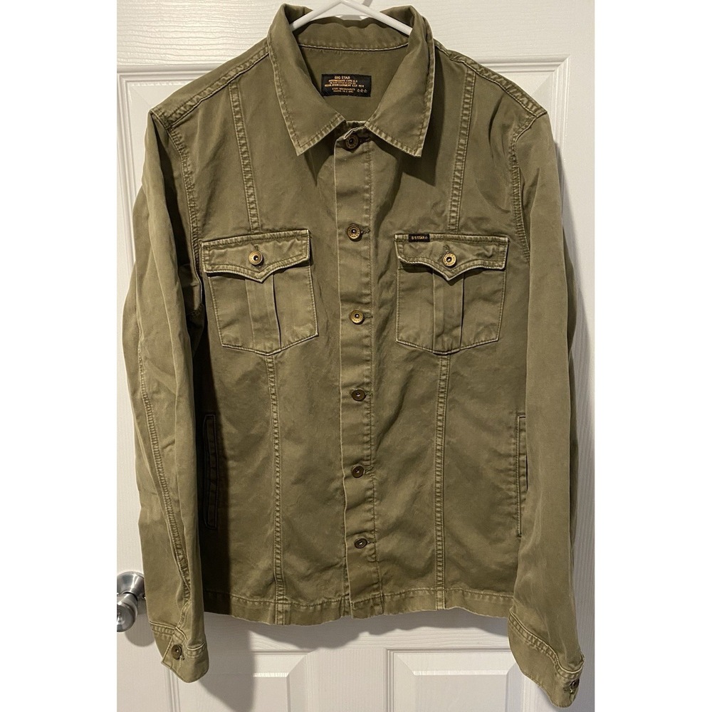 Big Star Men's L Green Military Jacket Button Front w/Pockets Cato Utility